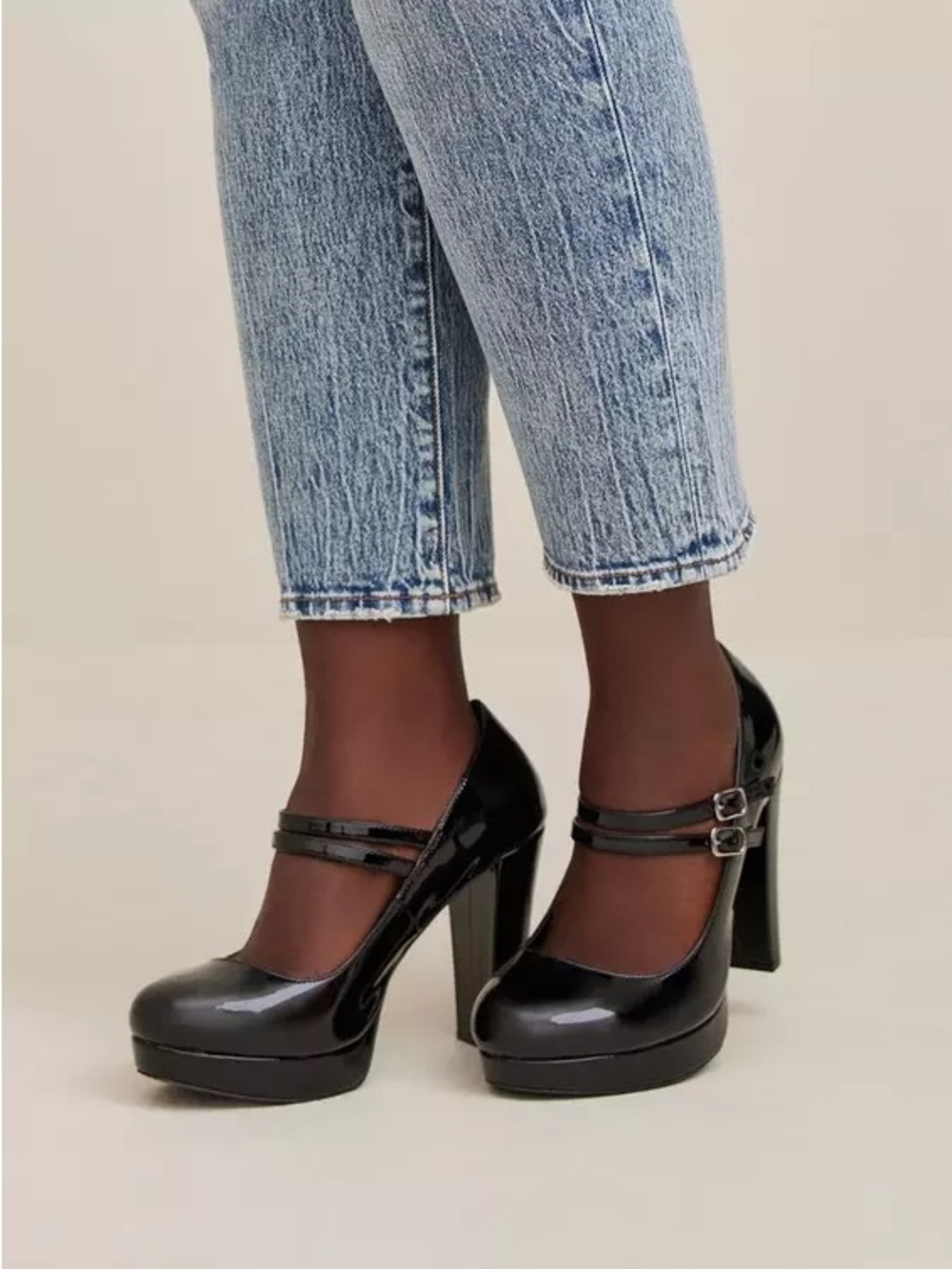 torrid Black Patent Double-Strap Mary Jane Platform Heels